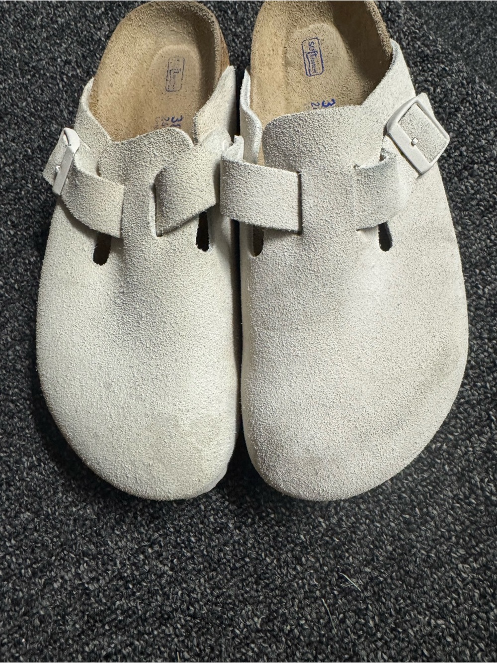 Birkenstock Cream Suede Boston Clogs - Picture 9 of 15